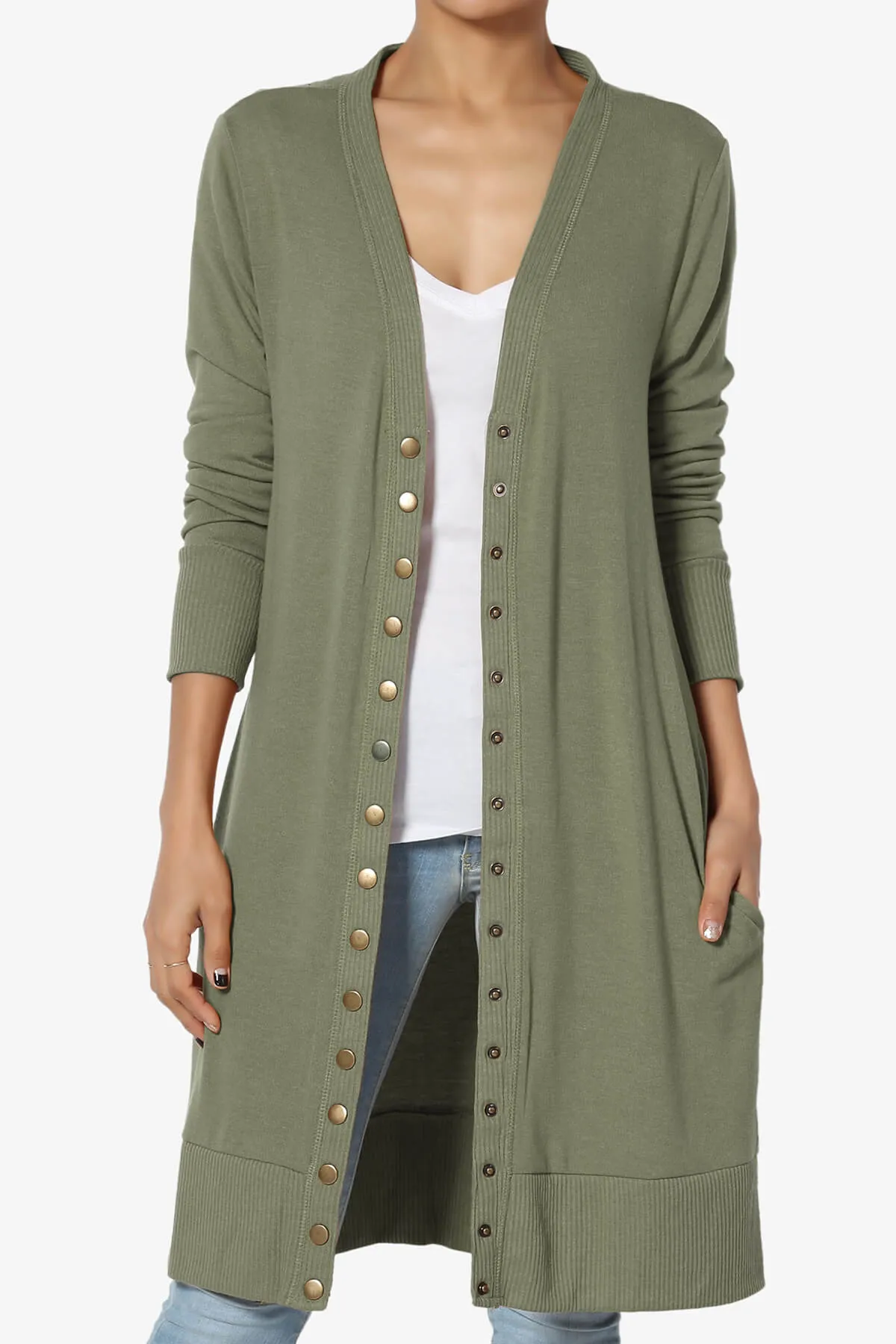 Braeden Snap Button Long Cardigan PLUS
