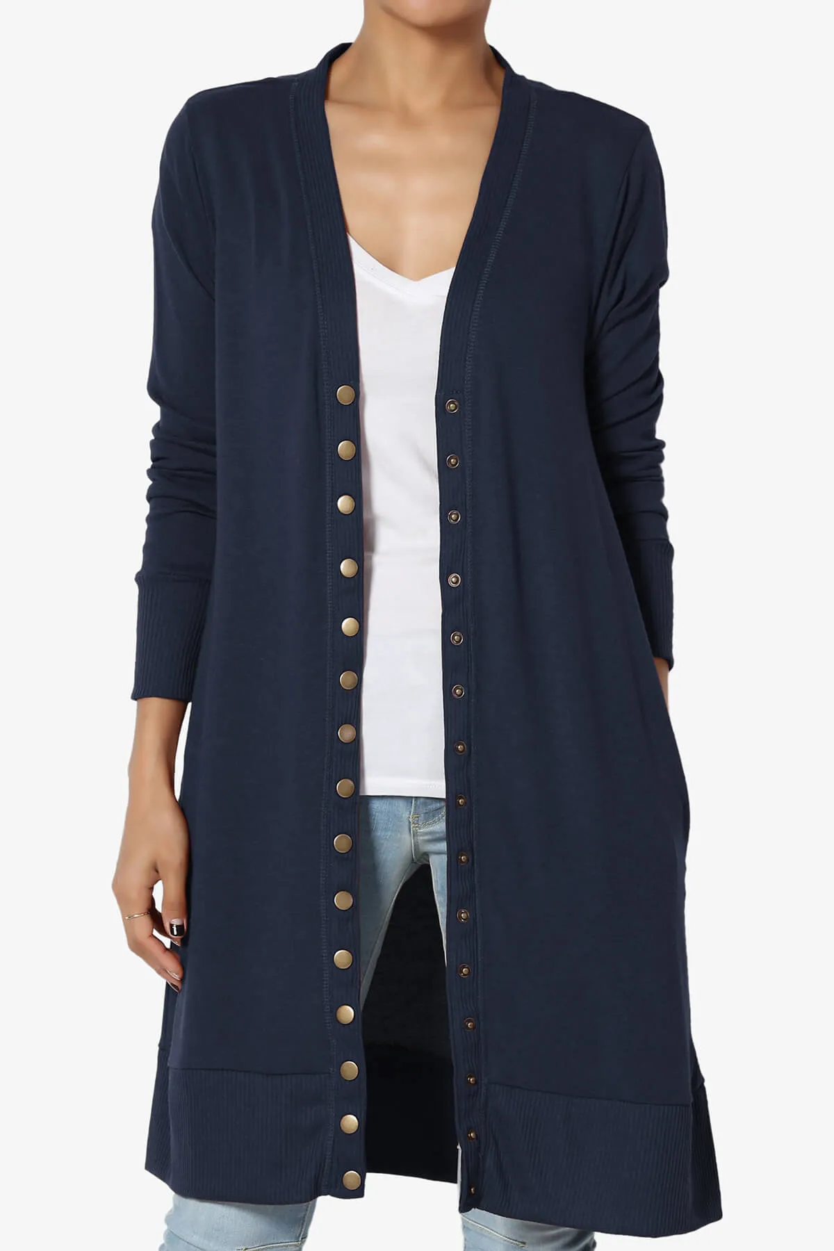 Braeden Snap Button Long Cardigan PLUS