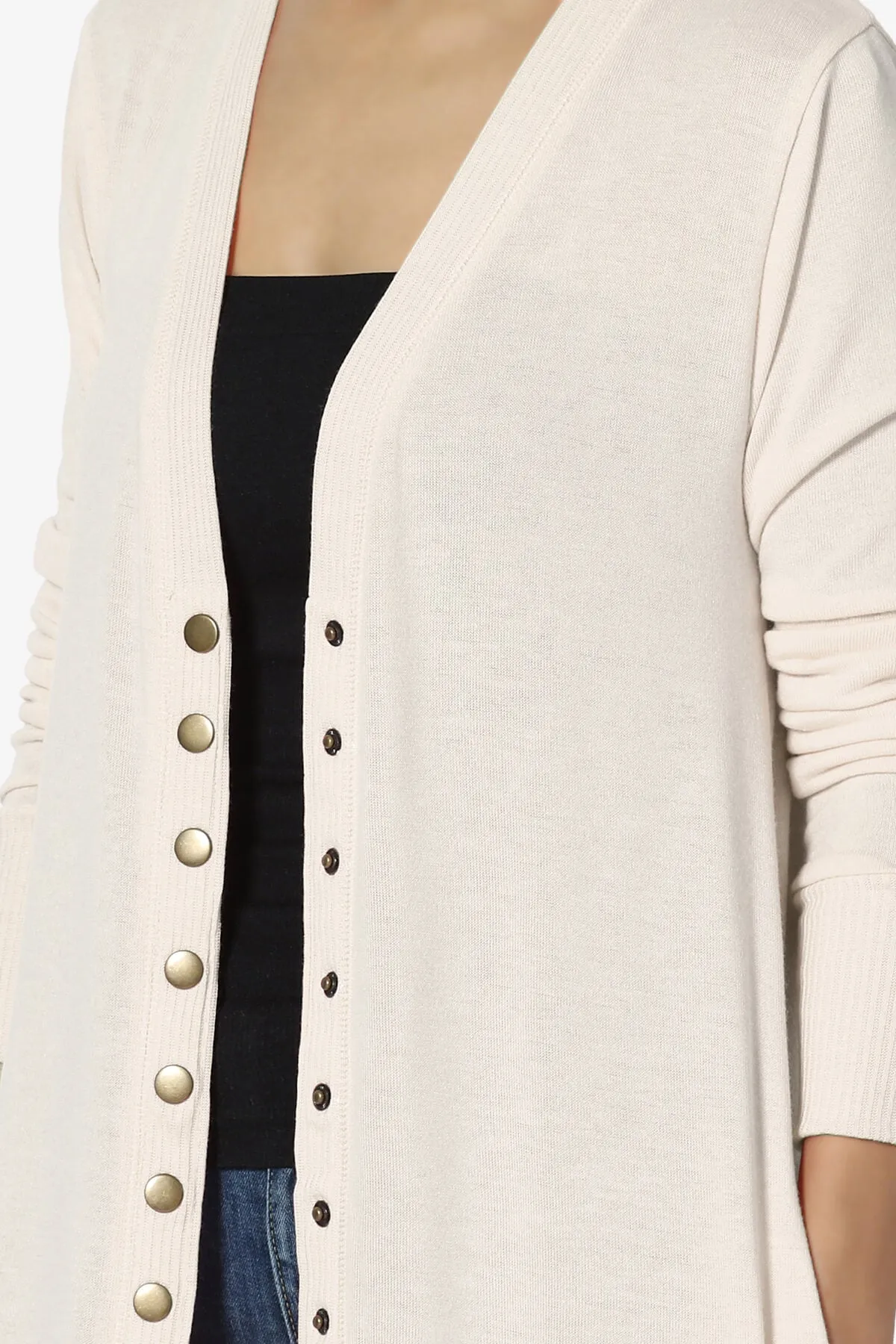 Braeden Snap Button Long Cardigan PLUS