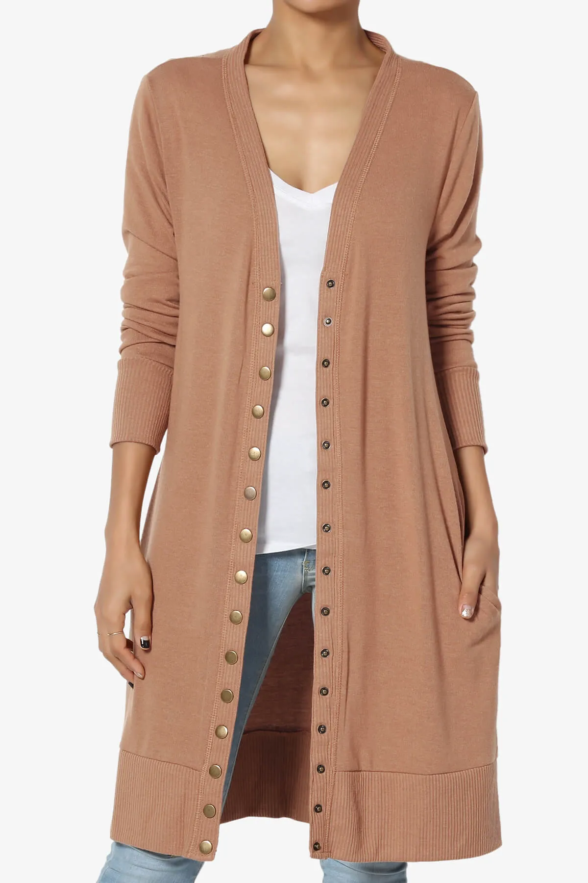 Braeden Snap Button Long Cardigan PLUS