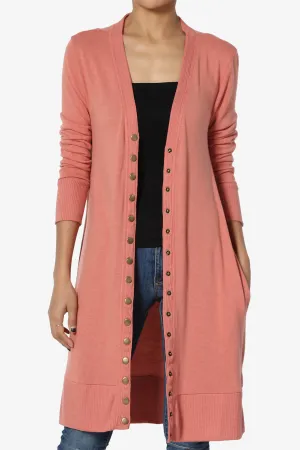 Braeden Snap Button Long Cardigan PLUS