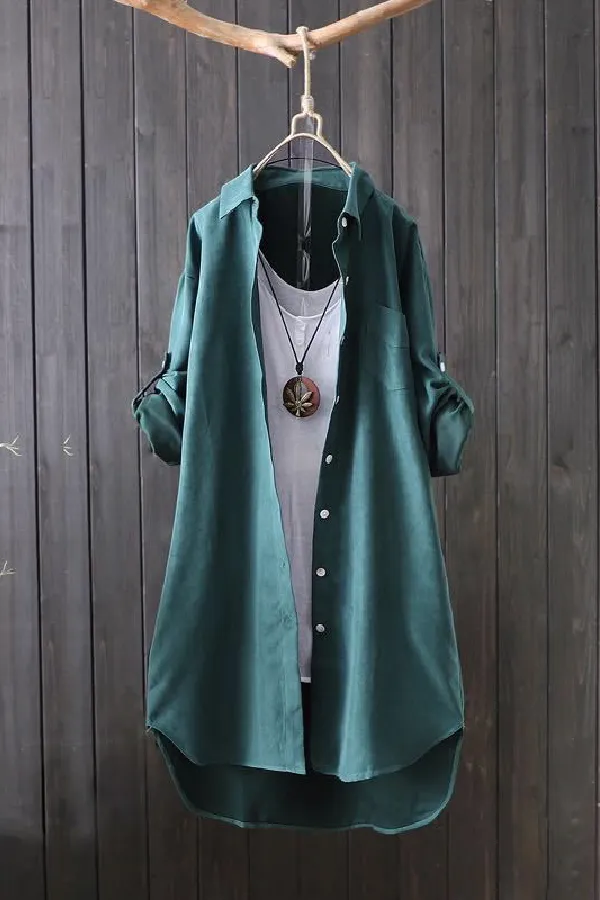 Casual Cotton Solid Color Shirt