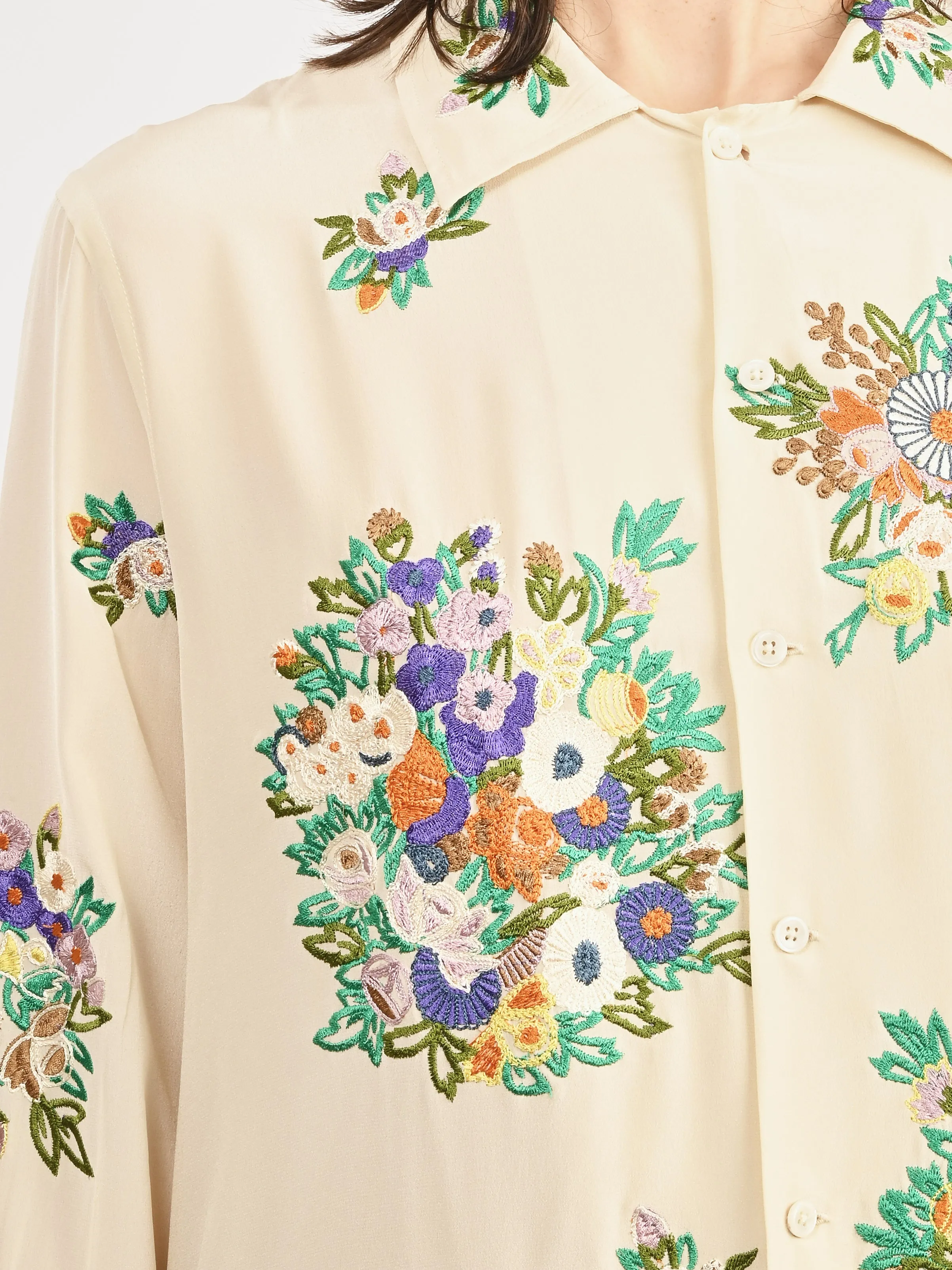 Cream/Multi Flower Language Shirt
