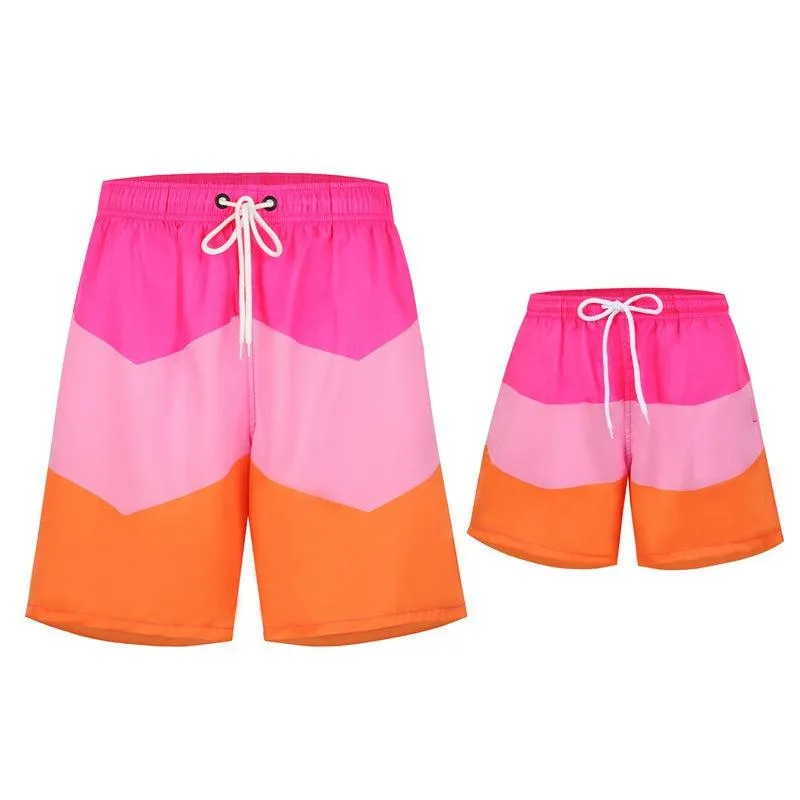 Dynamic Duo" Father and Son Matching Swim Trunks - Family Beachwear Set