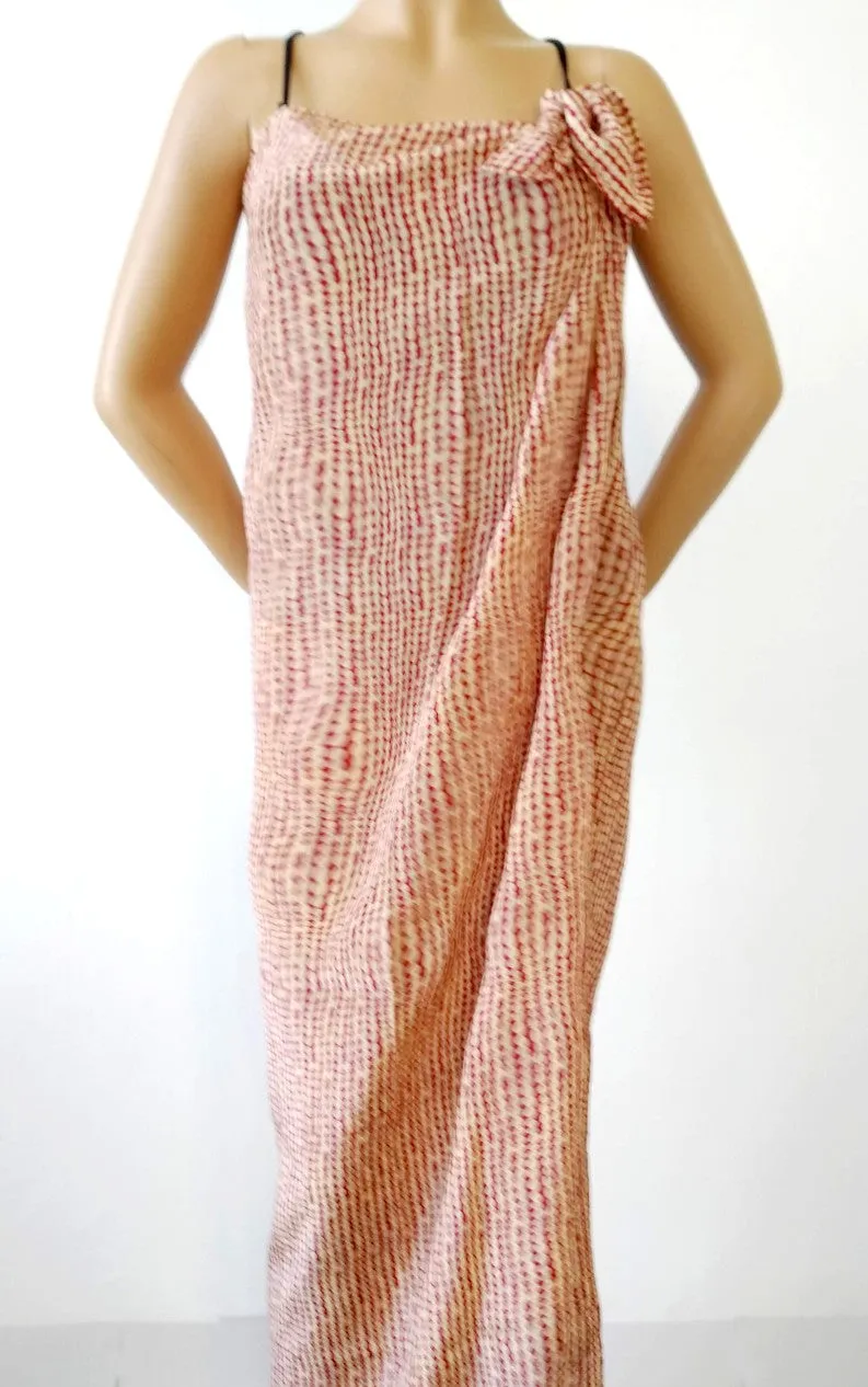 Elegant Maxi Silk Pareo Red/Off white