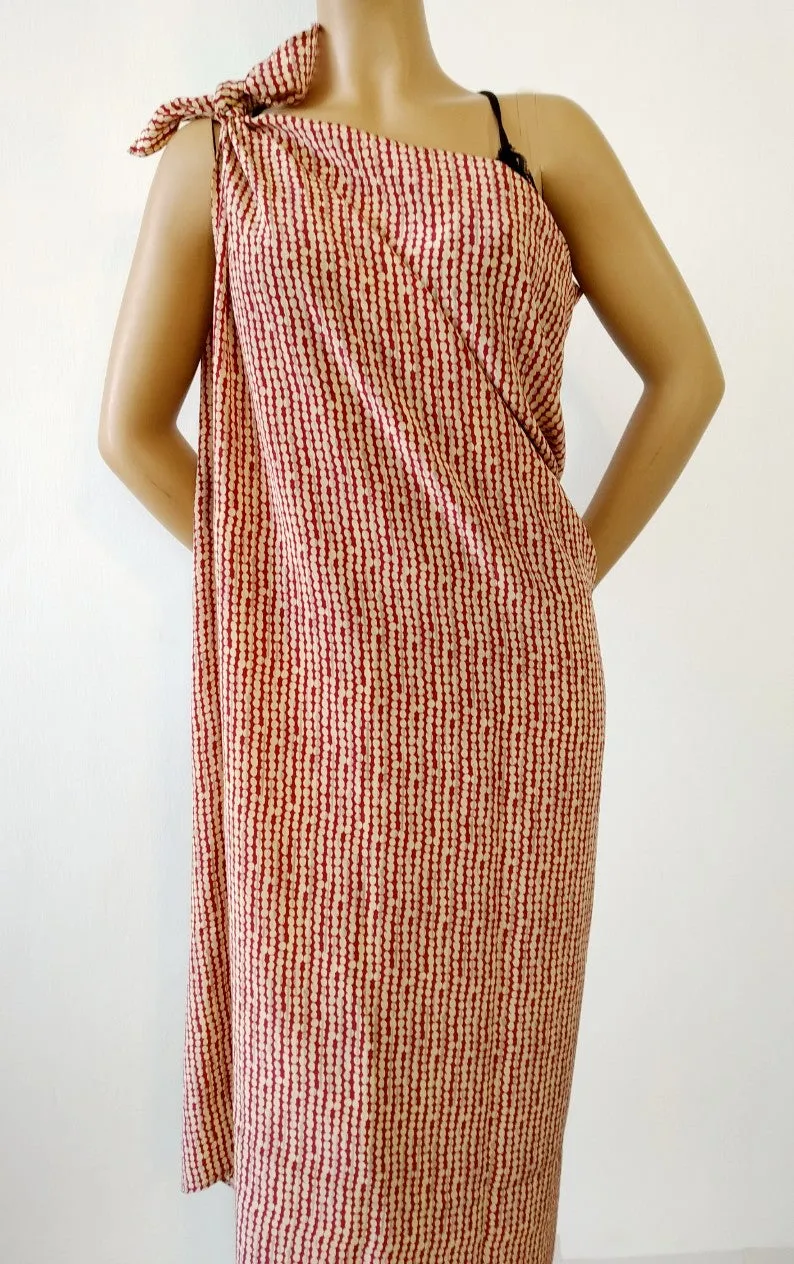 Elegant Maxi Silk Pareo Red/Off white