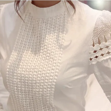 Female Blouses Slim Bottoming Long-sleeved White Shirt