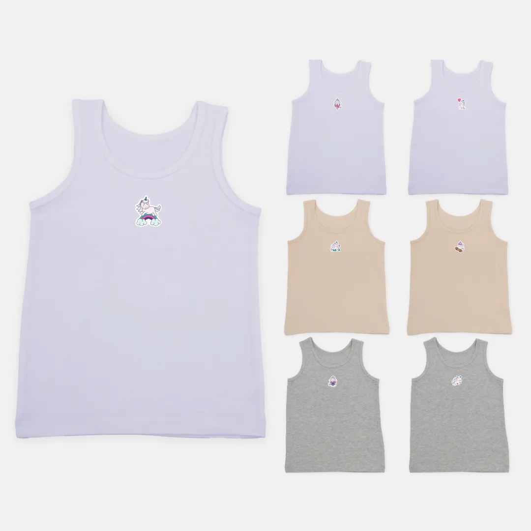 Girl's Vests | Soft Fabric Shoulder |  7 Pack