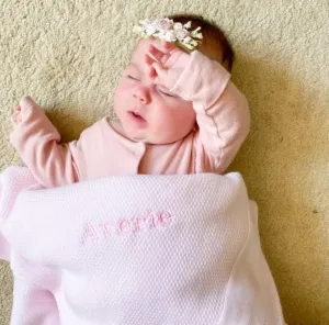 Pink Embroidered Name Shawl