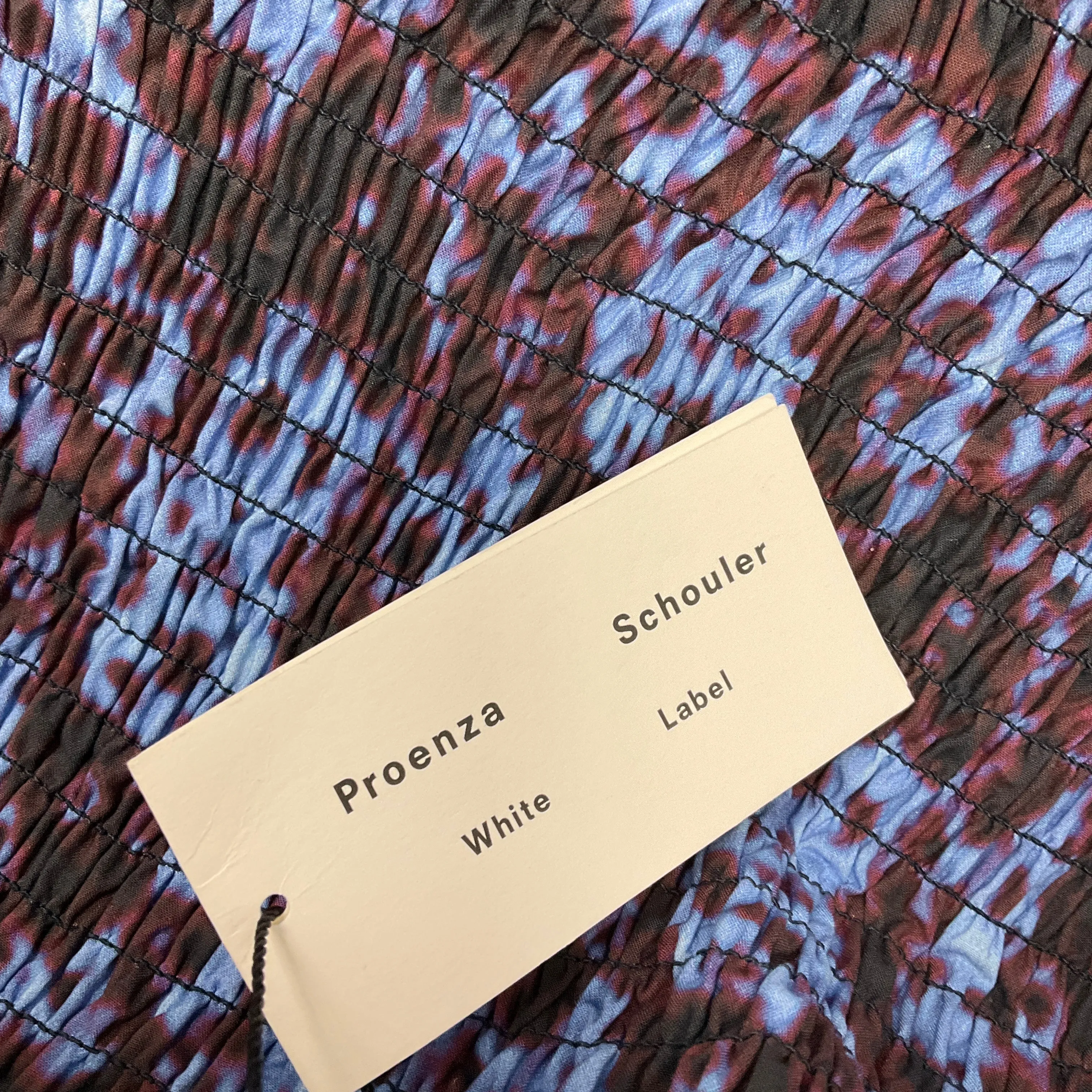 Proenza Schouler Sky Blue / Wine Sunflower Poplin Smocked Midi Dress