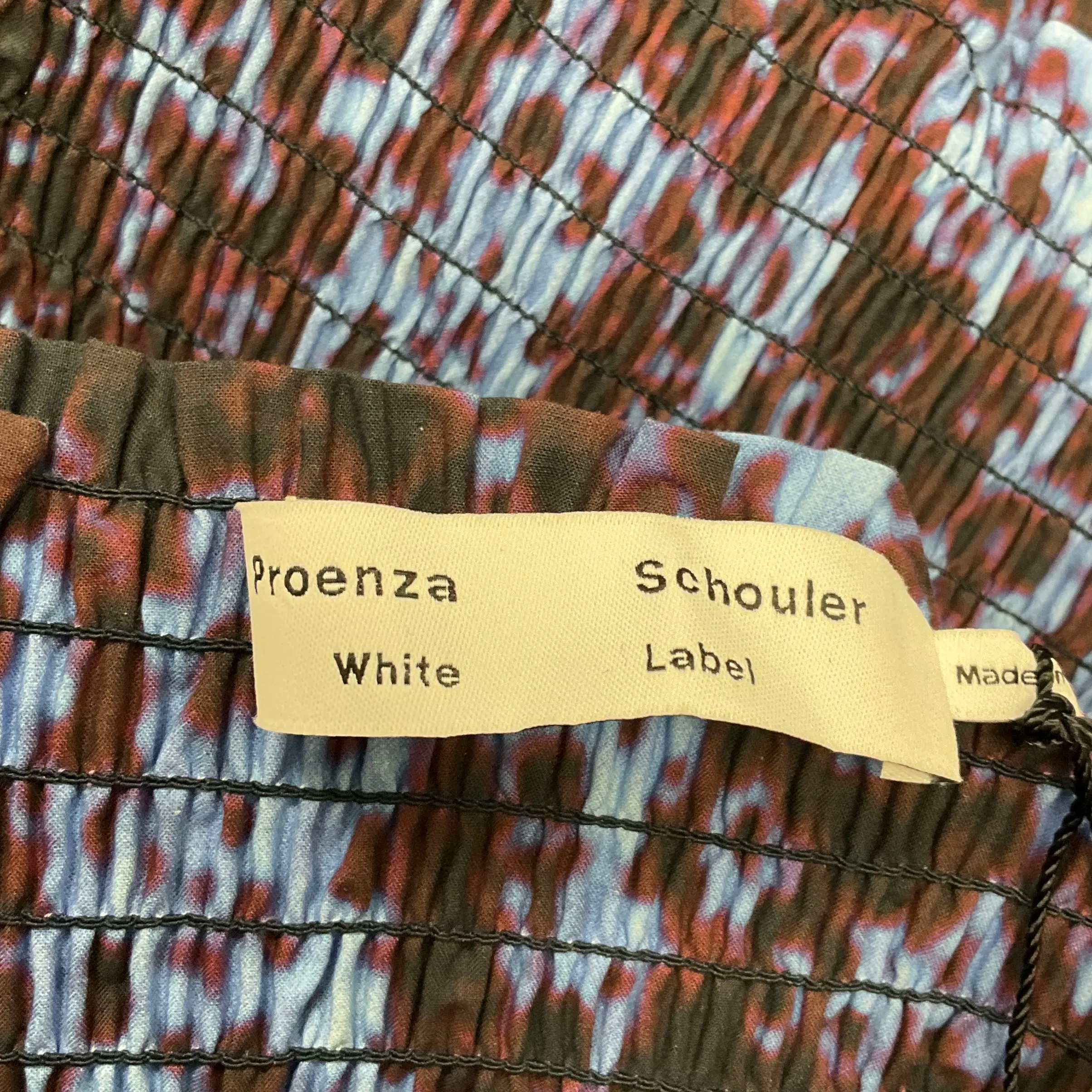 Proenza Schouler Sky Blue / Wine Sunflower Poplin Smocked Midi Dress