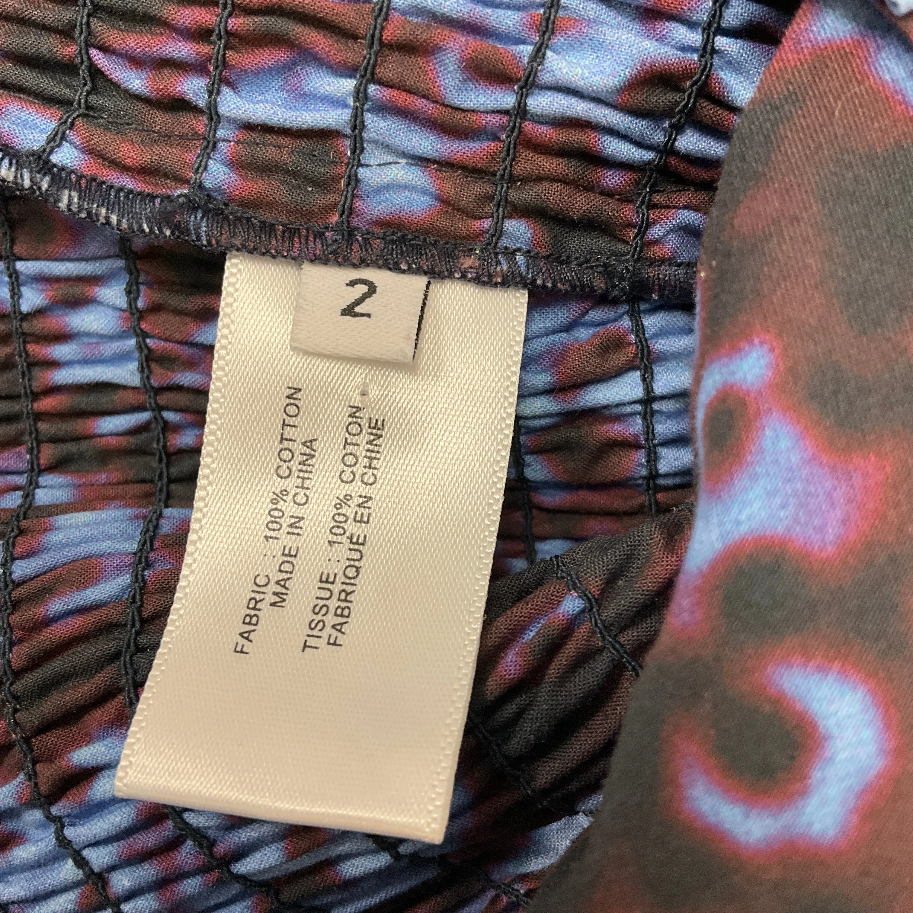 Proenza Schouler Sky Blue / Wine Sunflower Poplin Smocked Midi Dress