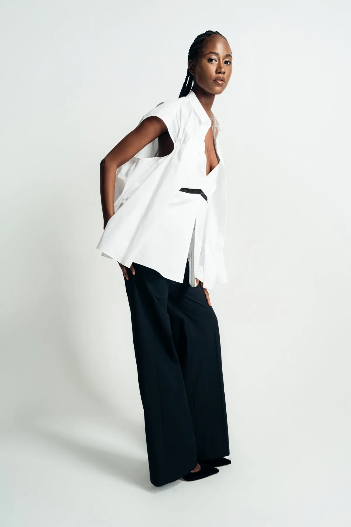 SACAI | POPLIN SHORT SLEEVE SHIRT