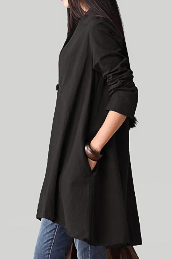 V-neck Cotton And Linen Top