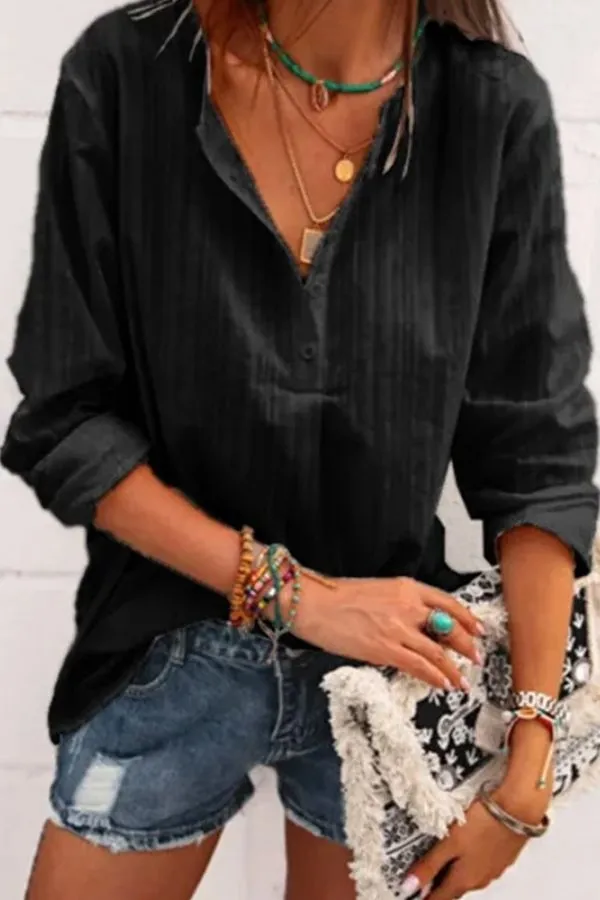 V Neck Cotton Blouse