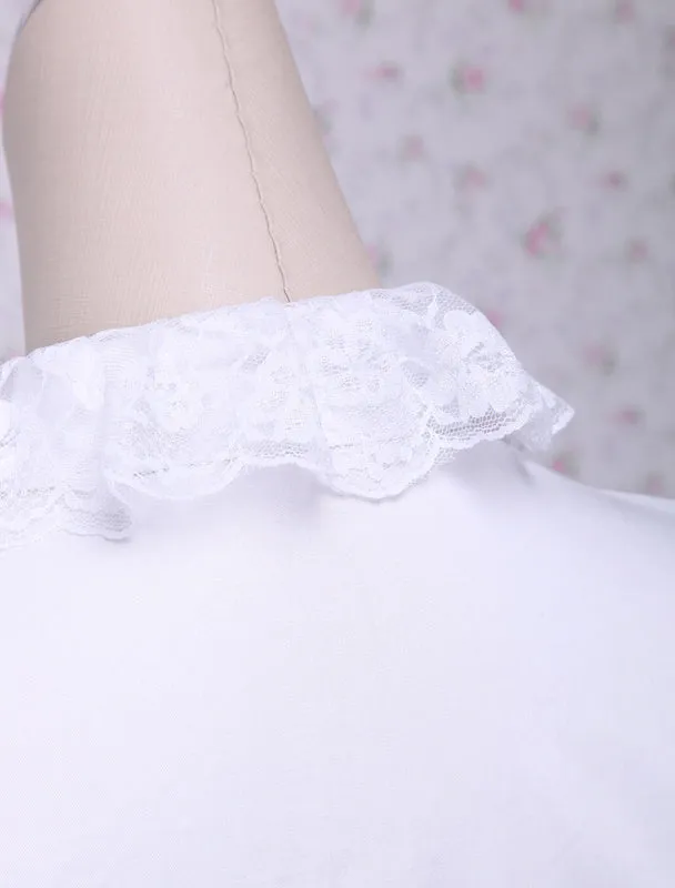White Lace Long Sleeves Lolita Cotton Blouse